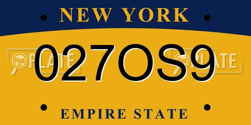 027OS9 New York License Plate