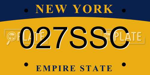 027SSC New York License Plate