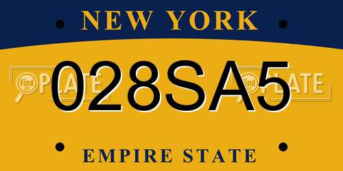028SA5 New York License Plate