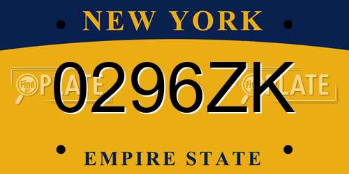 0296ZK New York License Plate