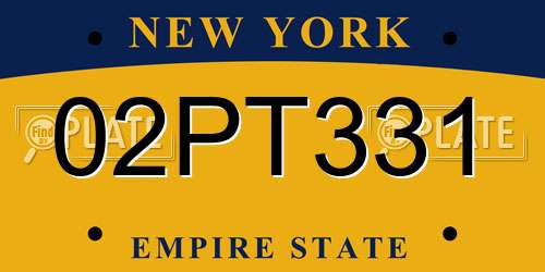 02PT331 New York License Plate