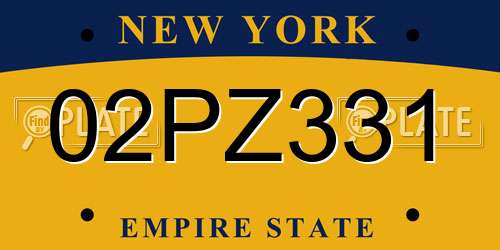02PZ331 New York License Plate