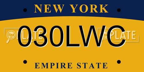 030LWC New York License Plate