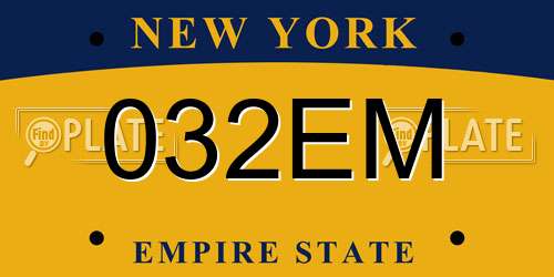 032EM New York License Plate