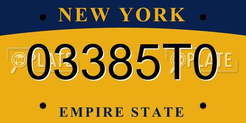03385T0 New York License Plate