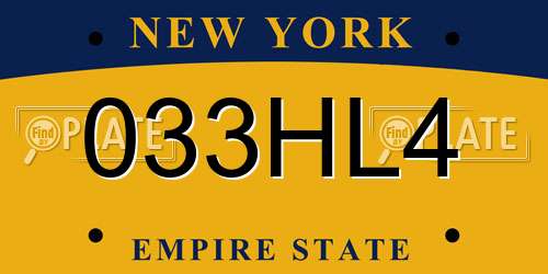 033HL4 New York License Plate