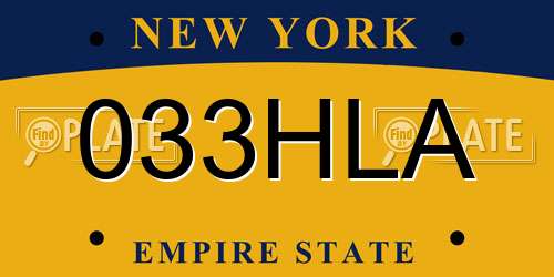 033HLA New York License Plate