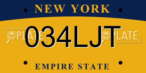 034LJT New York License Plate