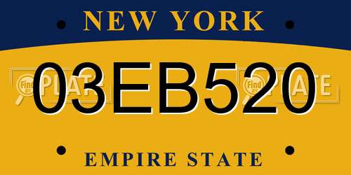 03EB520 New York License Plate
