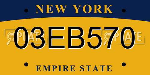 03EB570 New York License Plate