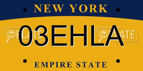 03EHLA New York License Plate