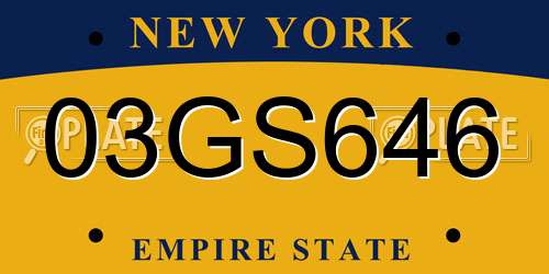 03GS646 New York License Plate