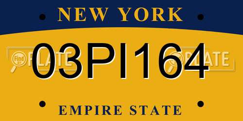 03PI164 New York License Plate