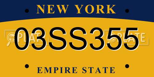 03SS355 New York License Plate