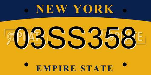 03SS358 New York License Plate