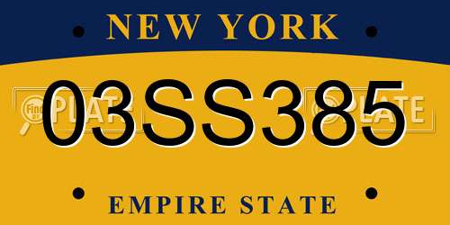 03SS385 New York License Plate