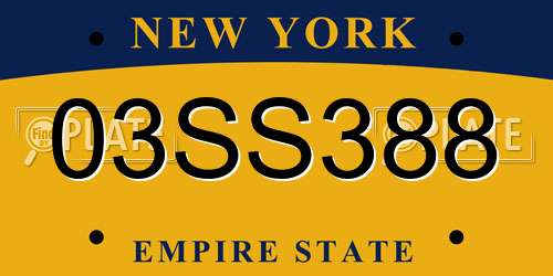 03SS388 New York License Plate