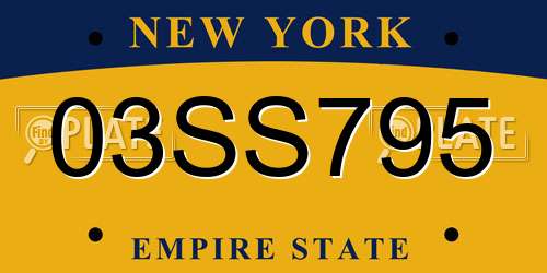 03SS795 New York License Plate