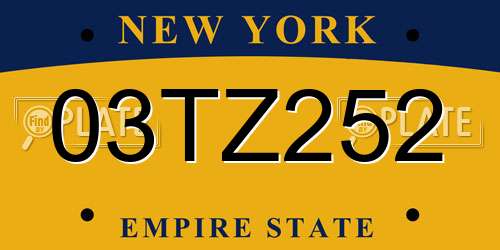 03TZ252 New York License Plate