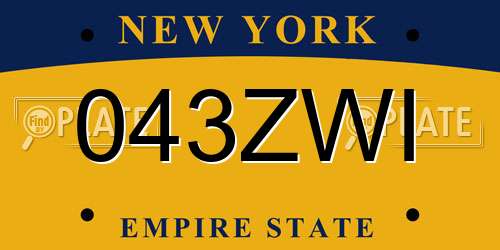043ZWI New York License Plate