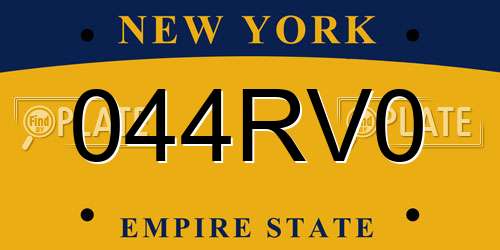 044RV0 New York License Plate