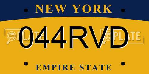 044RVD New York License Plate