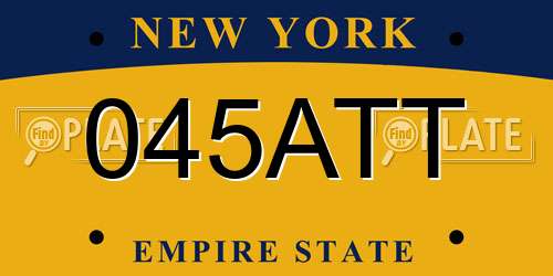 045ATT New York License Plate