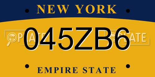 045ZB6 New York License Plate
