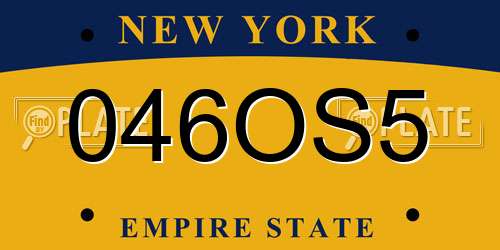 046OS5 New York License Plate