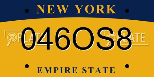 046OS8 New York License Plate