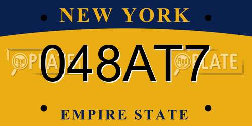 048AT7 New York License Plate