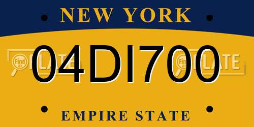 04DI700 New York License Plate