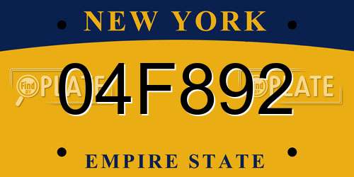 04F892 New York License Plate
