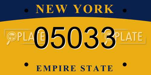 05033 New York License Plate