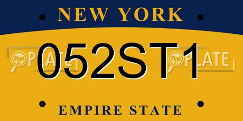 052ST1 New York License Plate