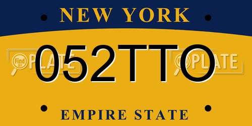 052TTO New York License Plate