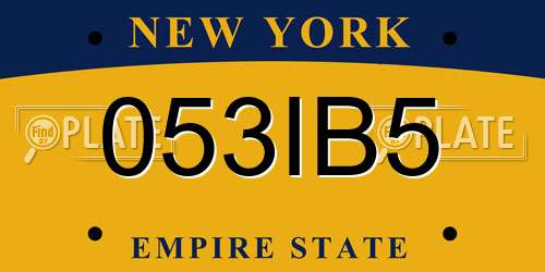 053IB5 New York License Plate