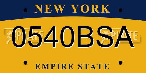 0540BSA New York License Plate