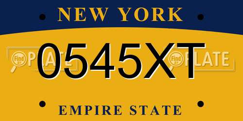 0545XT New York License Plate
