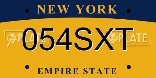 054SXT New York License Plate