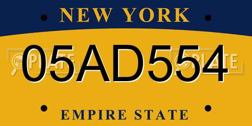05AD554 New York License Plate