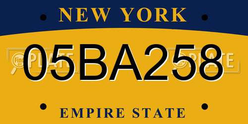 05BA258 New York License Plate