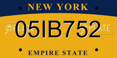05IB752 New York License Plate