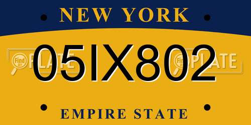 05IX802 New York License Plate