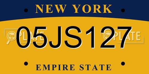 05JS127 New York License Plate