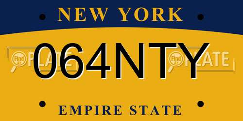 064NTY New York License Plate