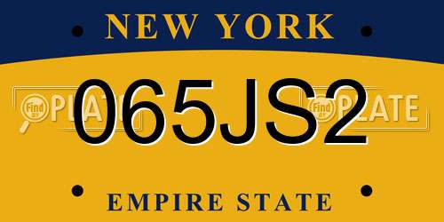 065JS2 New York License Plate
