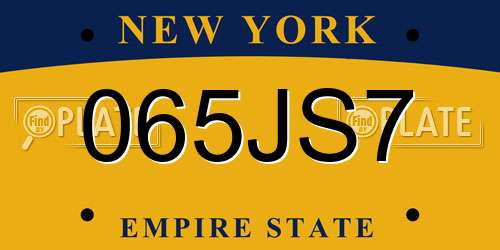 065JS7 New York License Plate