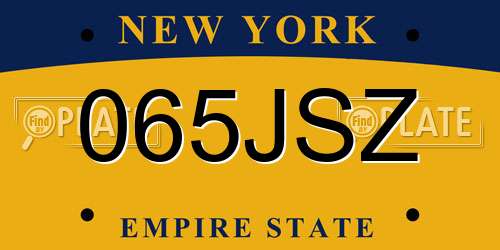 065JSZ New York License Plate