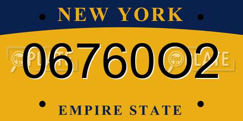 06760O2 New York License Plate